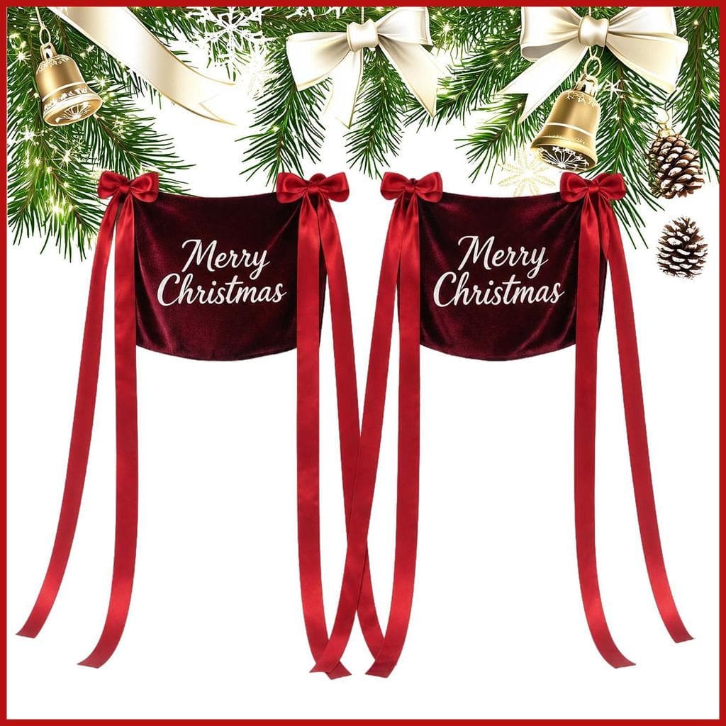 Arcos De Cadeira De Natal 2 Peças Veludo Elástico Decoração Universal Faixas Casamento Para Jantar De Férias pomermy