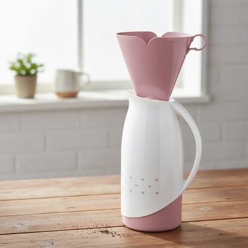 Conjunto Garrafa Térmica 1l Sanremo C/ Filtro Bule Café Chá Branco/rosa