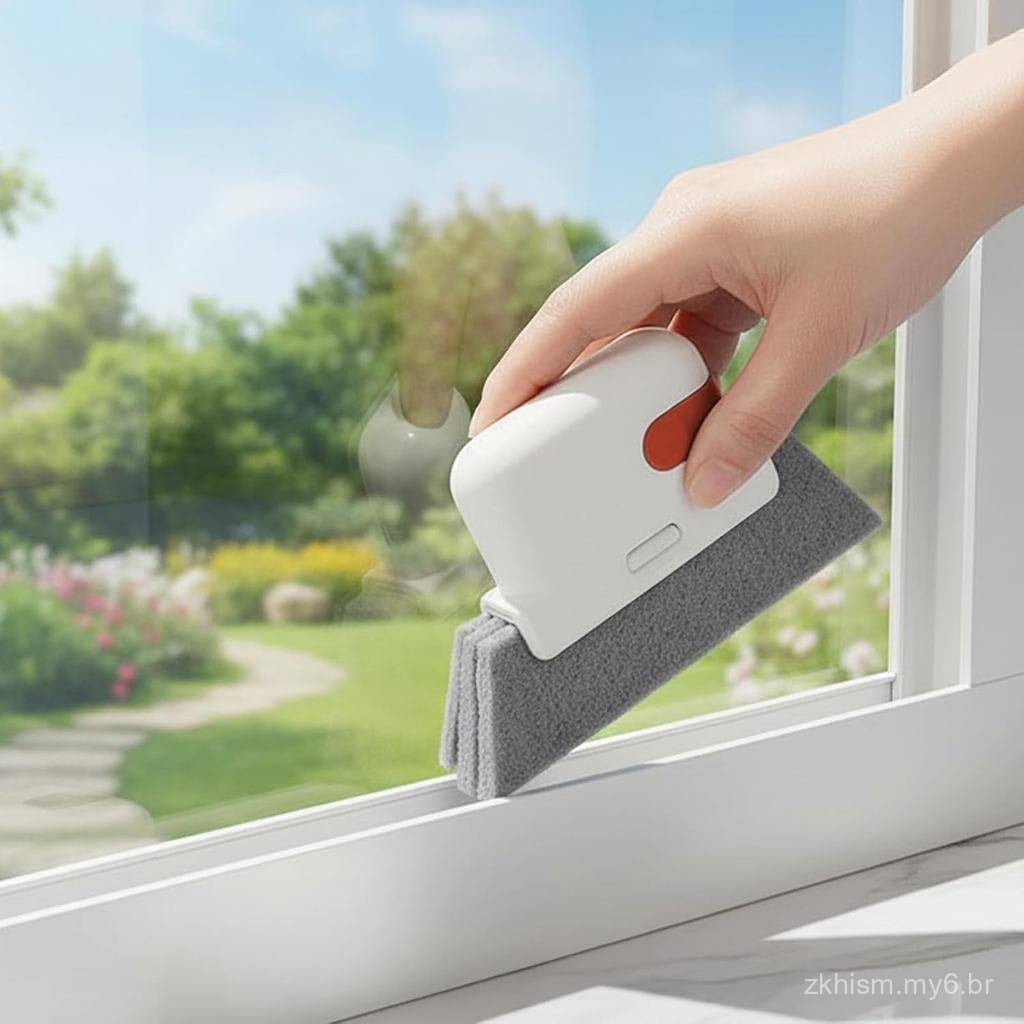Escova Mágica para Limpeza de Trilhos de Janelas, Escova Manual para Ranhuras com Almofada Triangular, Limpador de Trilh