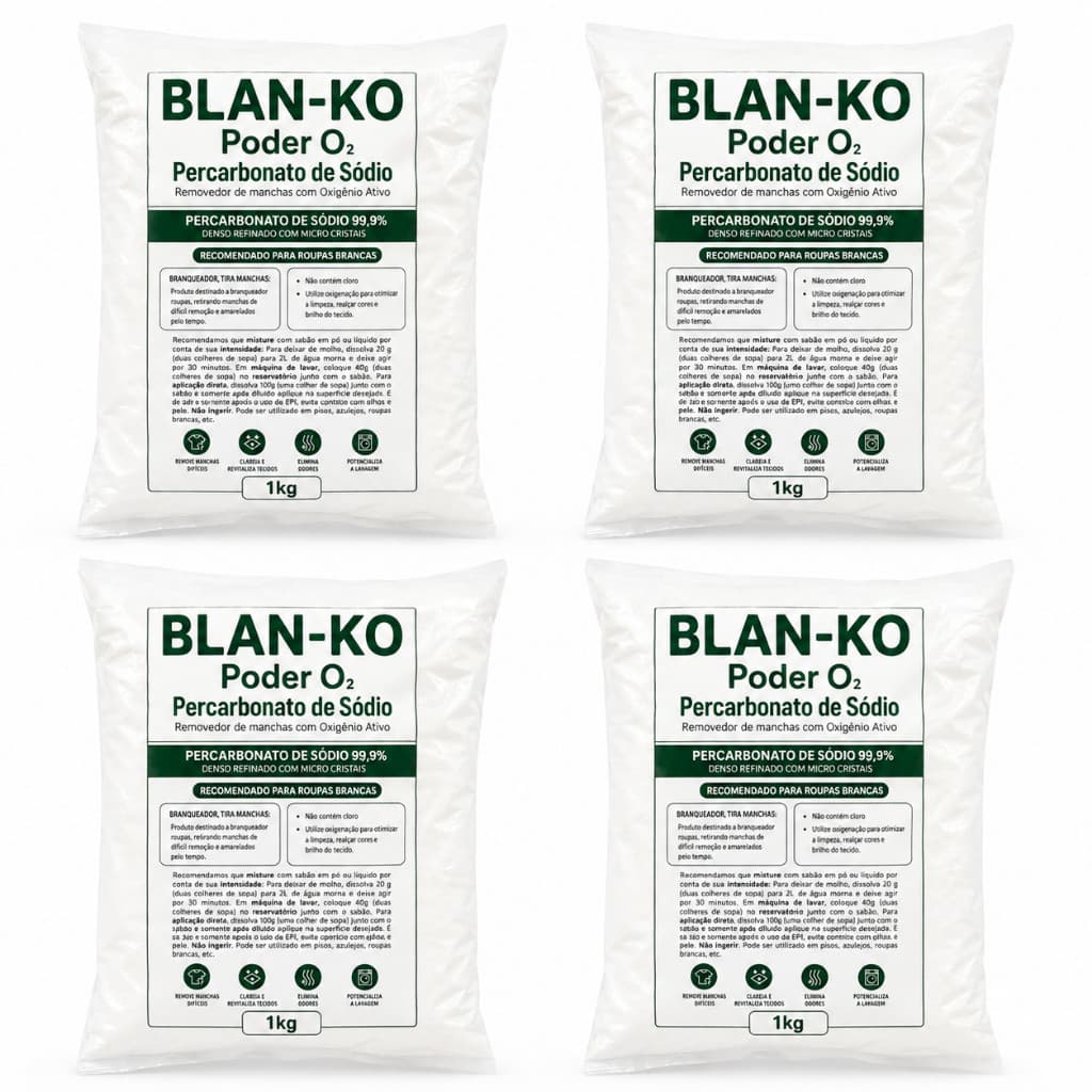 Percarbonato de Sódio 4kg 2kg 1kg Oxigênio Ativo Removedor de Manchas BLAN-KO