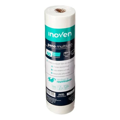 50 Pano Descartável Tipo Perfex Multiuso Bobina Rolo 28x50cm Cor Branco
