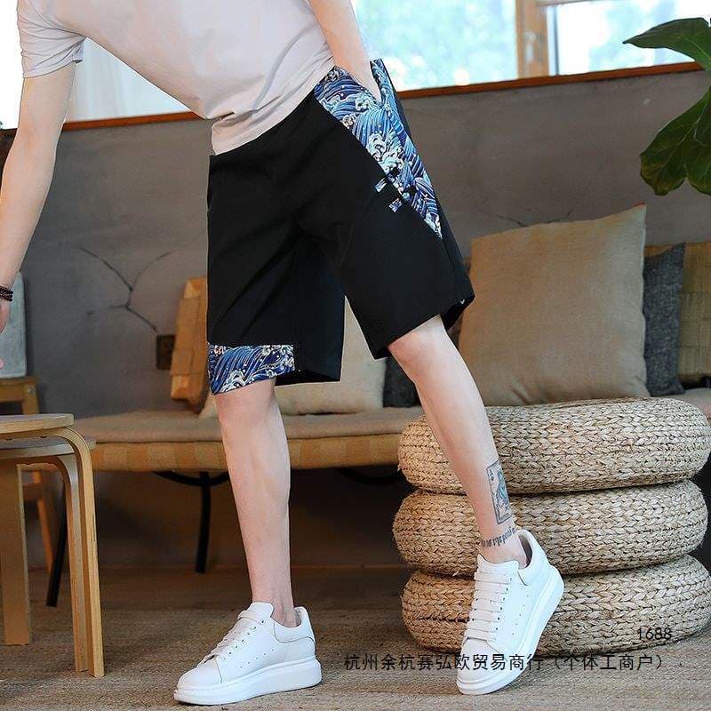 Shorts Casuais Estilo Masculino Chinês Soltos Finos Calças Versáteis Médias Na Moda Respirável De Praia