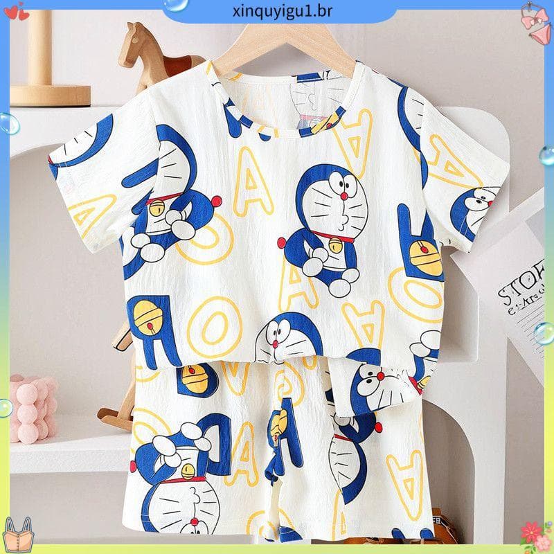 Loja venda quente pijamas infantis nova nuvem algodão verão estilo fino meninos meninas Shorts de manga curta Homewear t