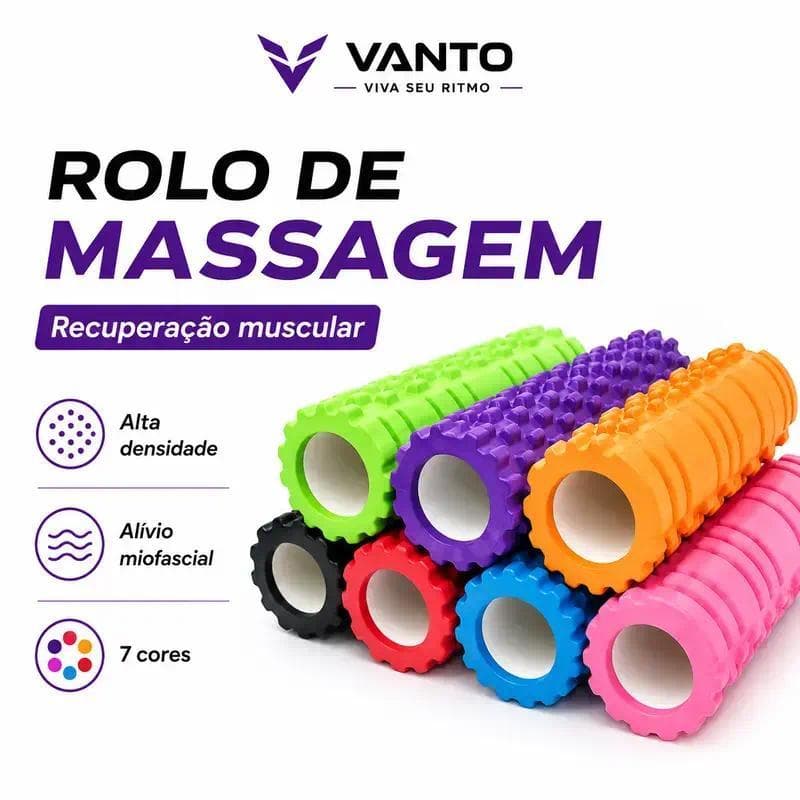 VANTO Rolo de Massagem Foam Roller para Liberação Miofascial, Soltura Muscular e Yoga