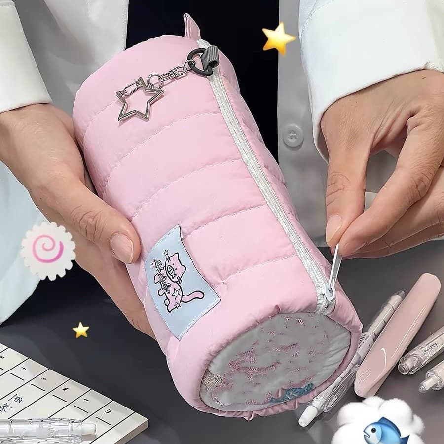 Estojo de lápis de desenho animado de grande capacidade, bolsa macia para guardar canetas, bolsa para guardar cosméticos