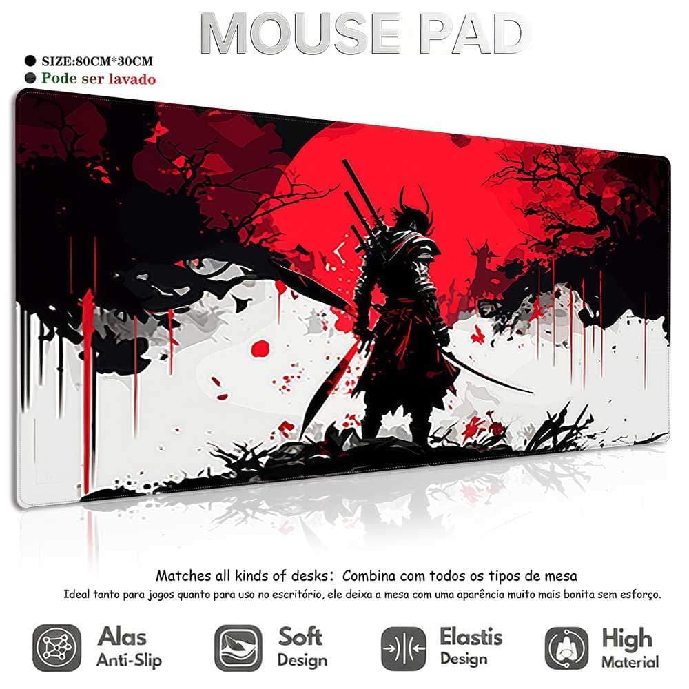 Mouse Pad Gamer Anime Premium Aesthetic 80x30cm Antiderrapante com Borda Costurada Reforçada Impressão HD