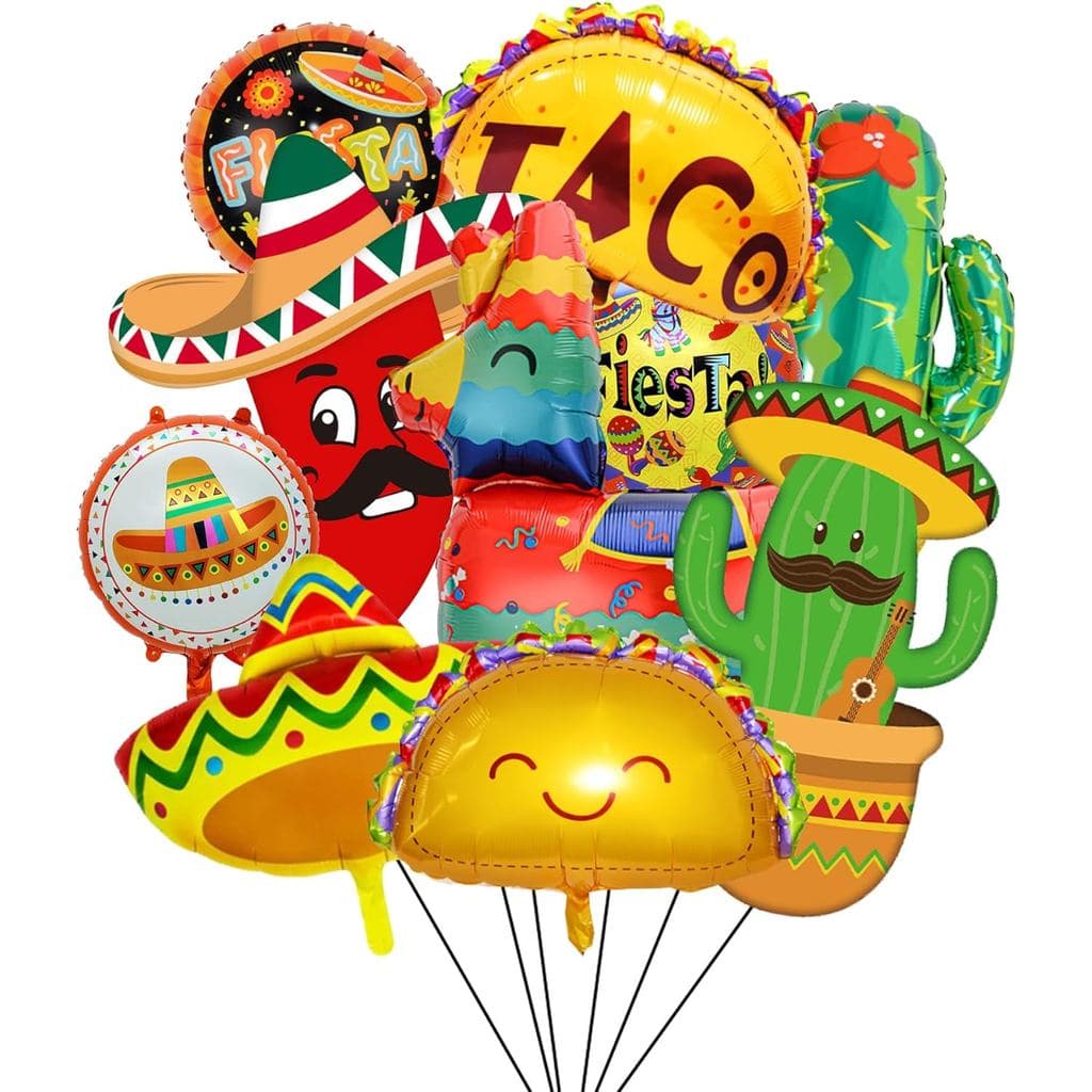 Decorações de Festa Mexicana para Decorações de Festa, 10 Balões de Folha Mexicana, Balões de Festa Mexicana, Balões com