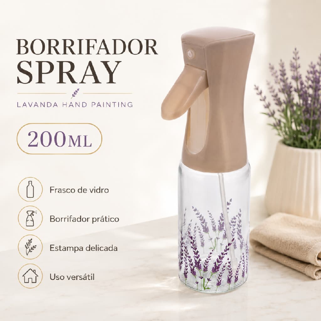 Borrifador Lyor Galheteiro Spray em Vidro de Lavanda Saladas Tempero Garrafinha com Gatilho Requintado Luxo Transparente