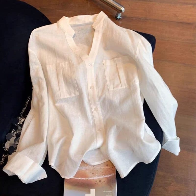 Camisa de temperamento com gola branca feminina 2026 temperamento Casual