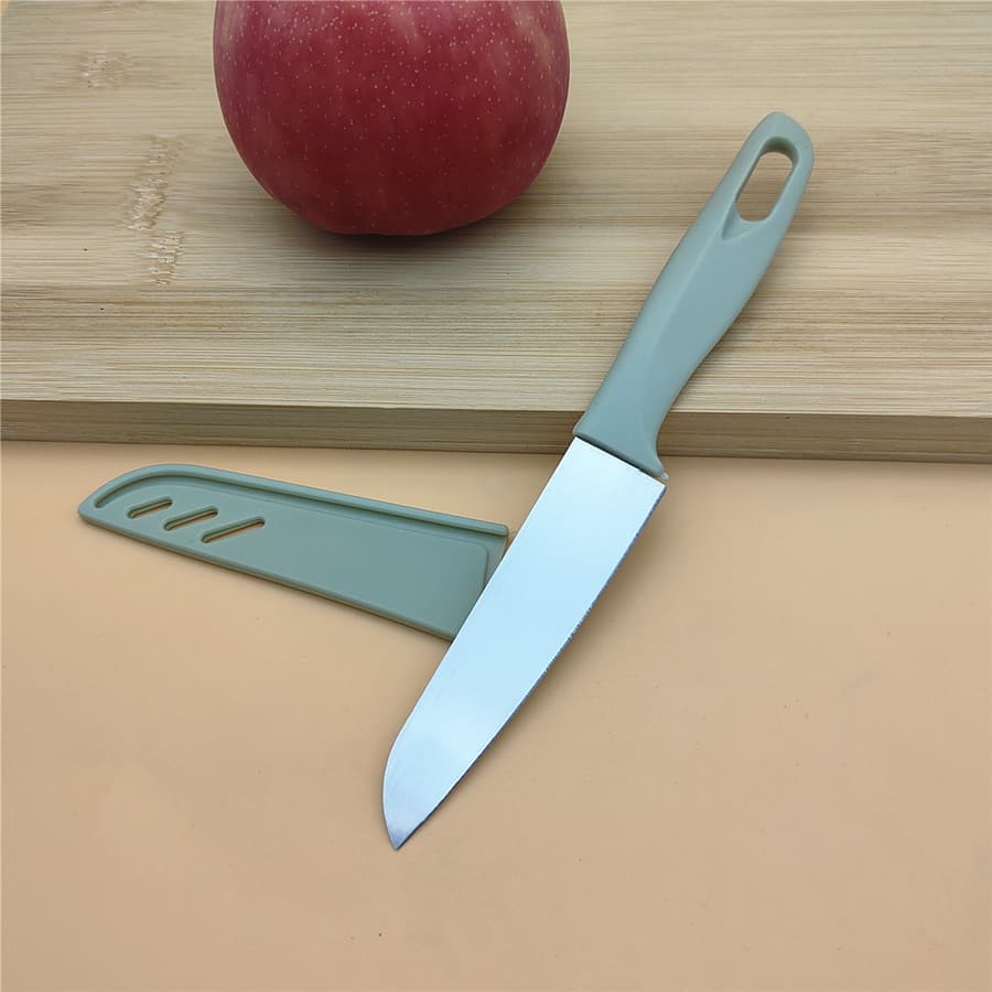 Faca de Frutas com Capa de Proteção - Afiada Inox - Cor Pastel para Cozinha e Piquenique | Anti Derrapante