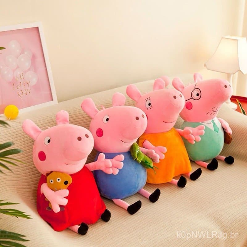 Pelúcia com musica Peppa Pig George Mãe Pig Papai Pig Pelucias Musicais