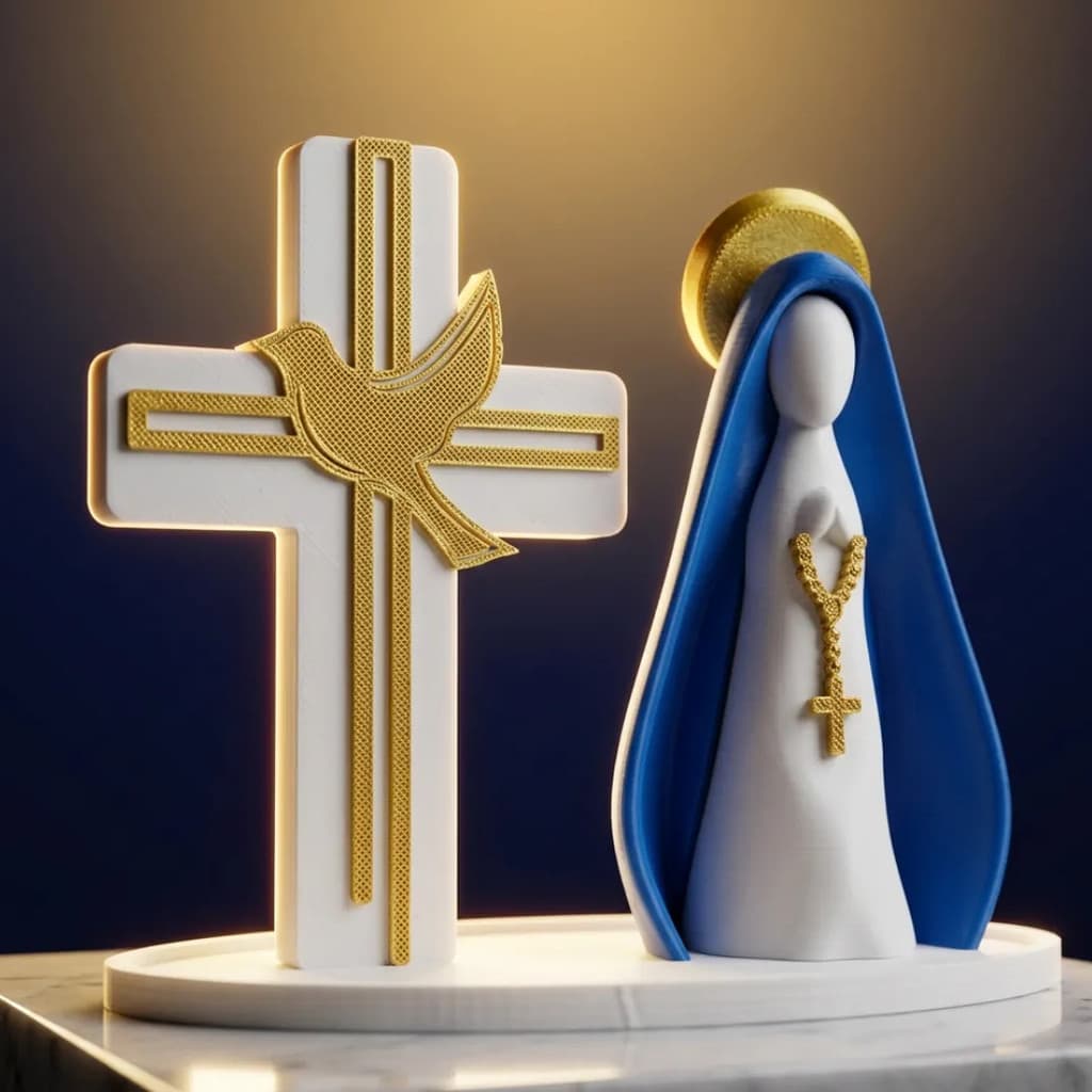 NOSSA SENHORA E DIVINO ESPÍRITO SANTO FÉ QUE DECORA AMOR QUE TRANSFORMA CANTINHO DE ORAÇÃO