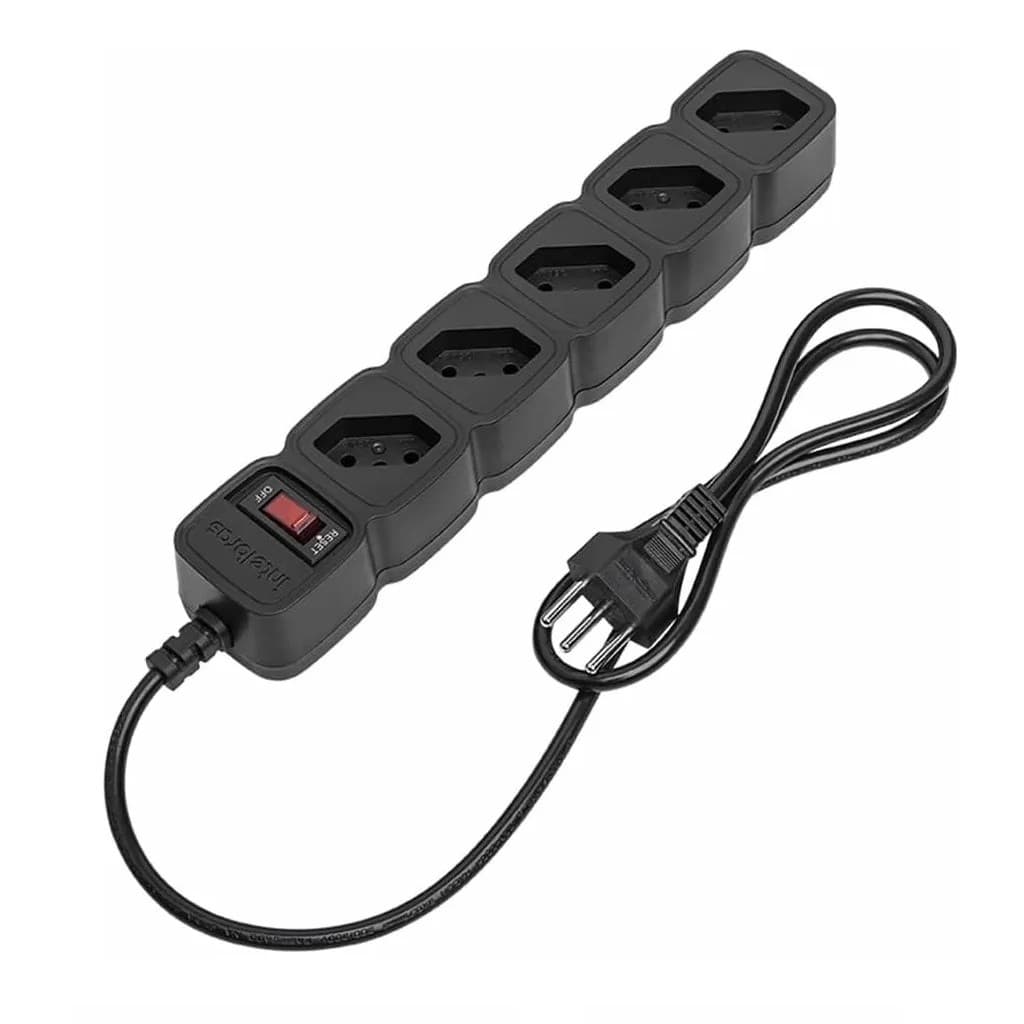 Protetor Eletronico Com 5 Tomadas Cor Preto 127v/220v 1m