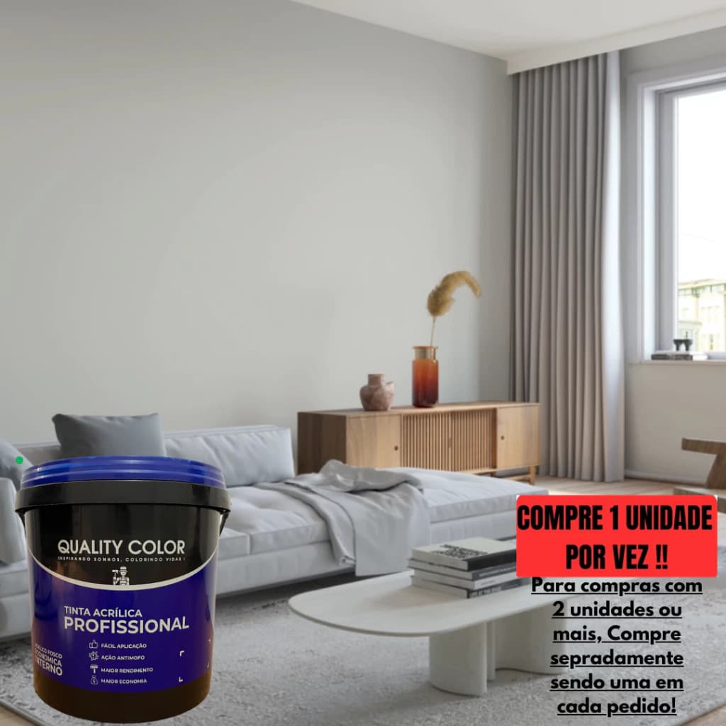 (BARAT0) Tinta Acrílica Profissional para Parede Interna 20KG 16L Cor Cromio - Alta Cobertura