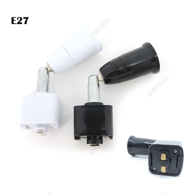 Universal E27 Guia Ferroviário Suporte Da Lâmpada Rotação 360 LED Luz Spotlight Cabeça Base 2 Fios E27 Soquete Conversão