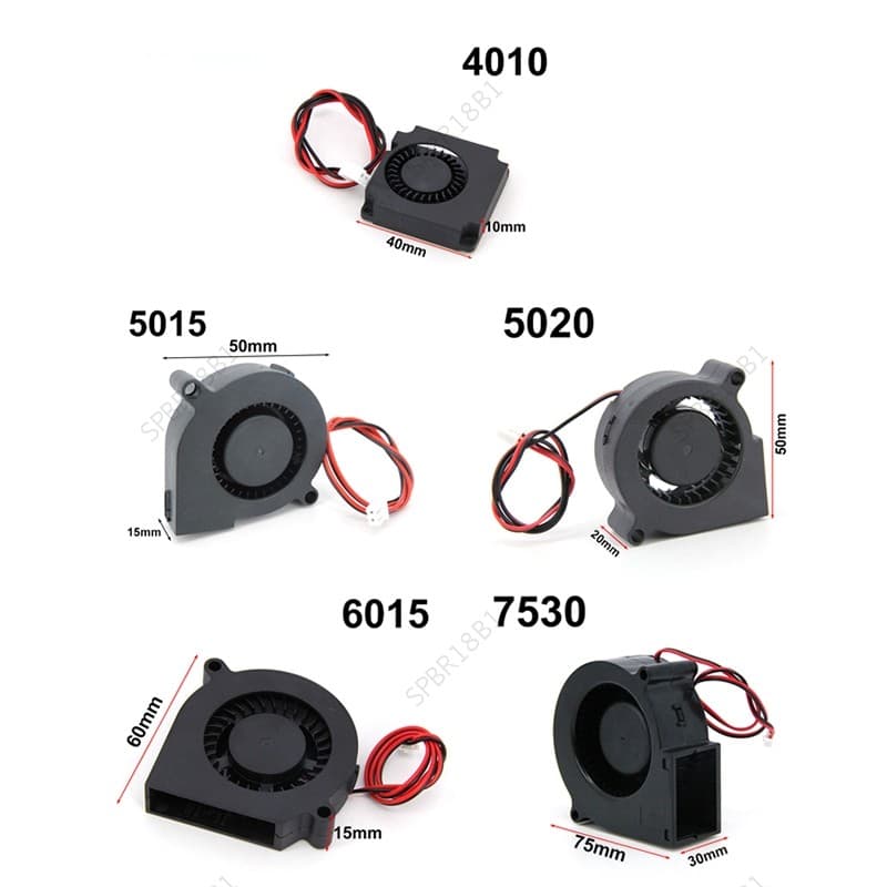 DC 5V 12V 24V 4010 5015 6015 7530 Ventilador Turbo De Resfriamento Sem Escova 4cm 5cm 6cm 7cm Para Impressora 3D 2Pin Fi