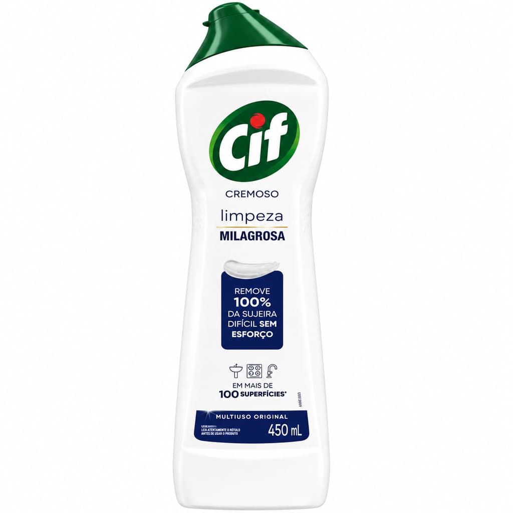 CIF Cremoso Limpeza Profunda Original 450ml Limpador Multiuso Remove Gordura e Sujeiras Difíceis