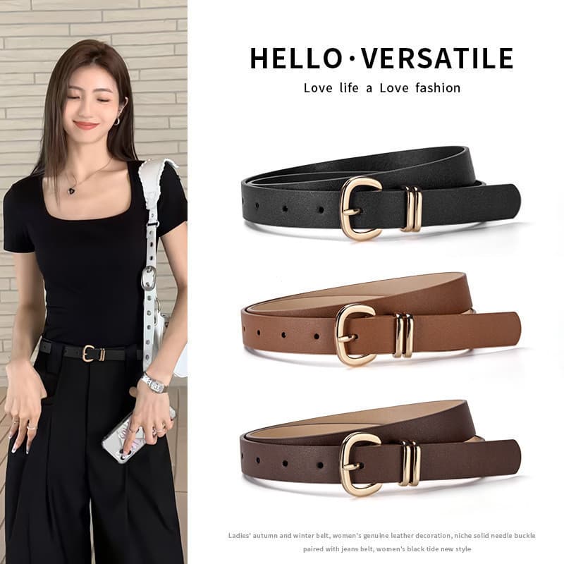Cinto Jeans Decorativo Feminino Elegante Versátil Moda Simples Agulha Fixação Fino