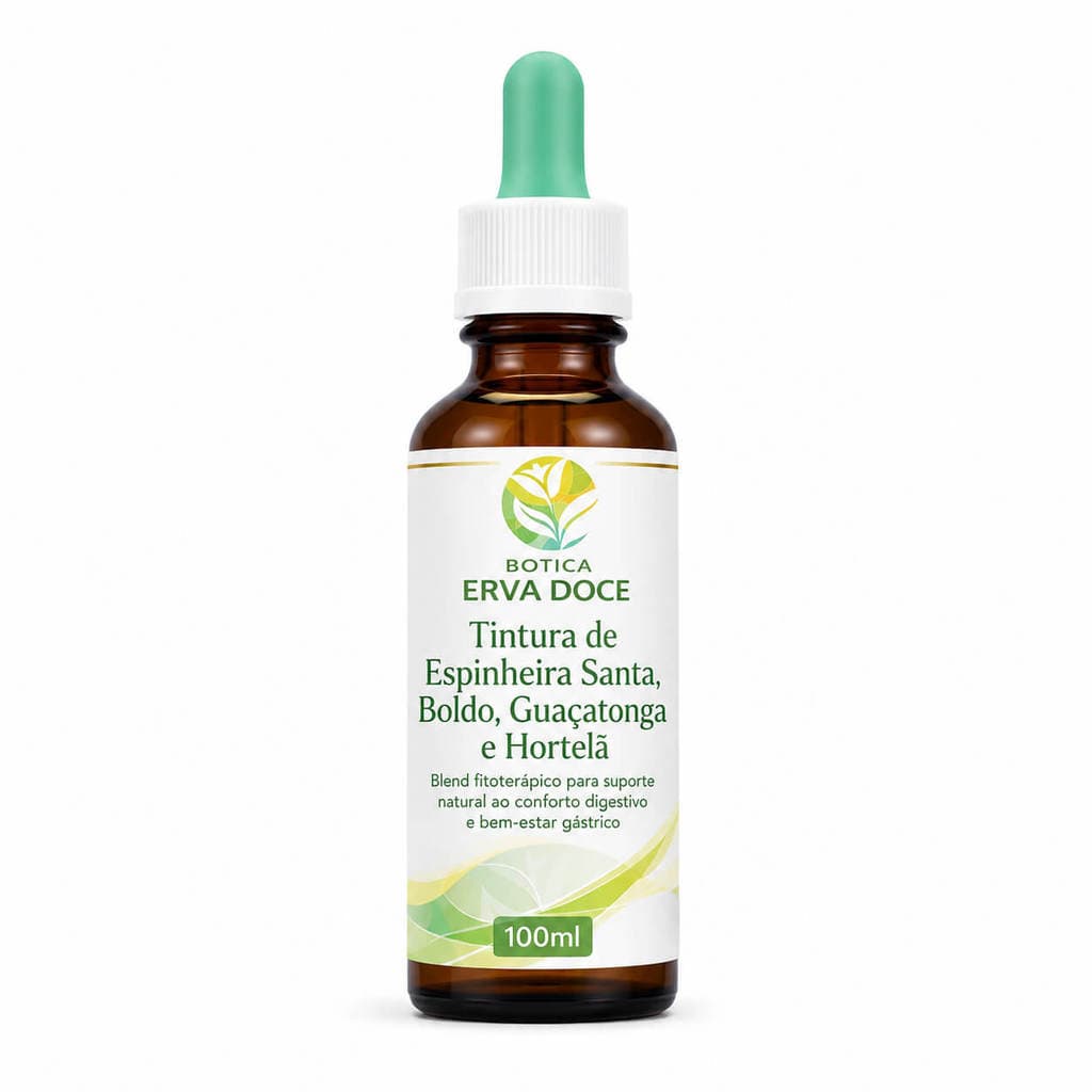 Tintura Espinheira Santa, Boldo, Guaçatonga e Hortelã 100ml