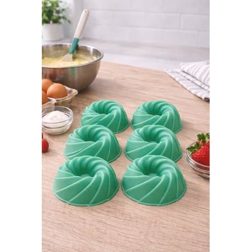 Kit Formas Silicone Antiaderente 6 Unidades Assar Bolo Cupcake Sobremesa