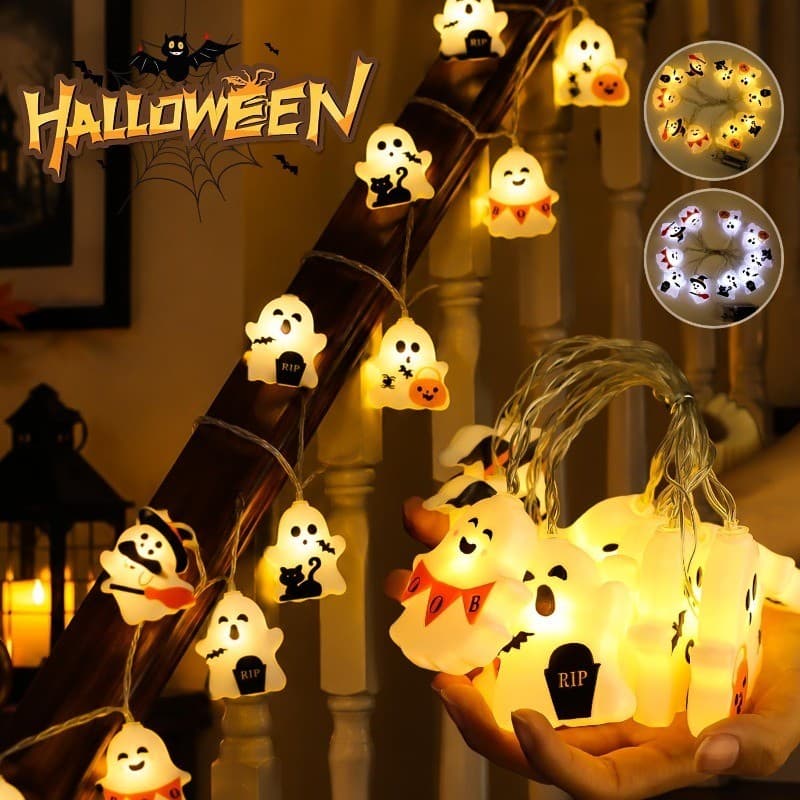 [Decoração De Halloween] Luzes LED De Corda Fantasma-Enfeites De Atmosfera De Festival-Adereços De Festa Em Casa Assombr