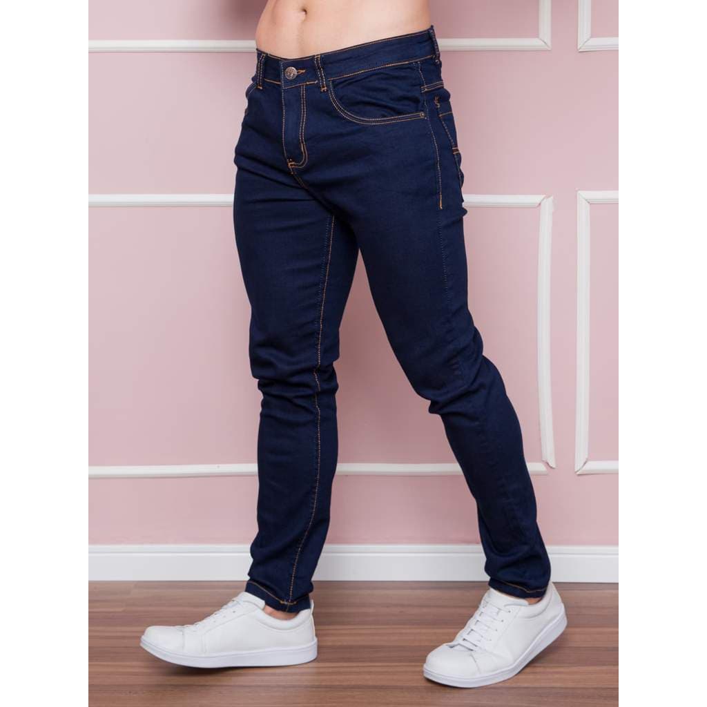 Calça Jeans Masculina com Elastano Modelagem Slim Fit Casual Confortável Básica