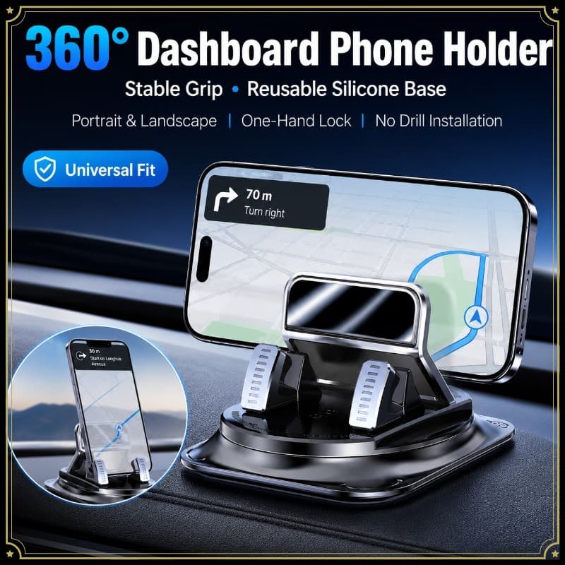 Suporte Universal Para Telefone Painel De Carro 360 ° Base De Sucção De Silicone Giratória De Navegação Antiderrapante