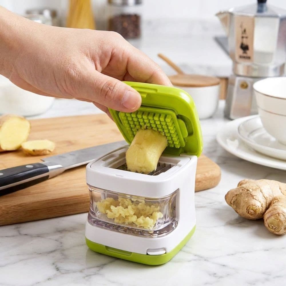 Espremedor De Alho Dupla Face , Mini Prensa Portátil 2 Em 1 , Fatiador De Gengibre De Plástico Manual Para Cozinhar