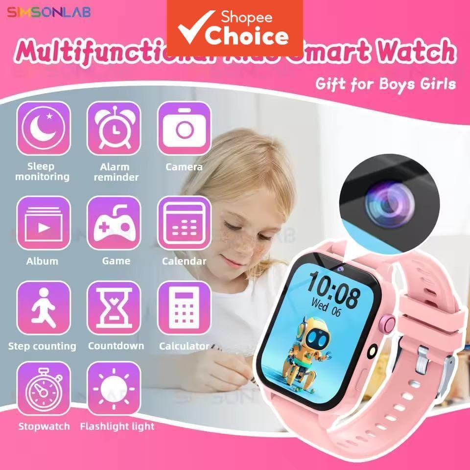 Novas Crianças Brinquedo Jogo Relógio HD Tela De Toque Câmera 26 Jogos Monitoramento Do Sono Despertador Calculadora Pre