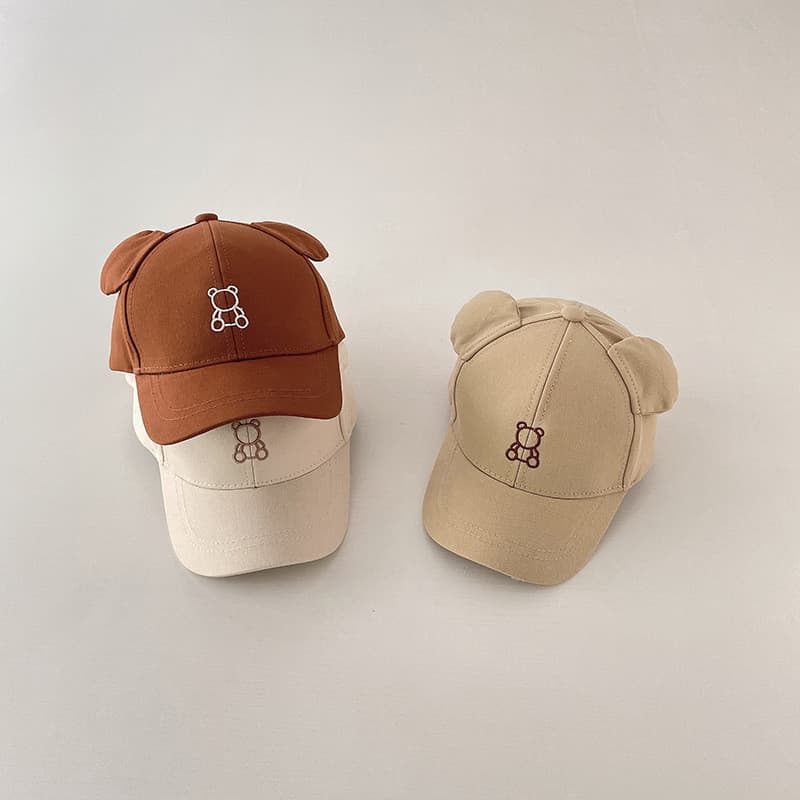 Boné de Verão para Crianças, Boné Snapback para Meninas e Meninos, Boné de Beisebol com Bordado de Urso Fofo, Chapéu de
