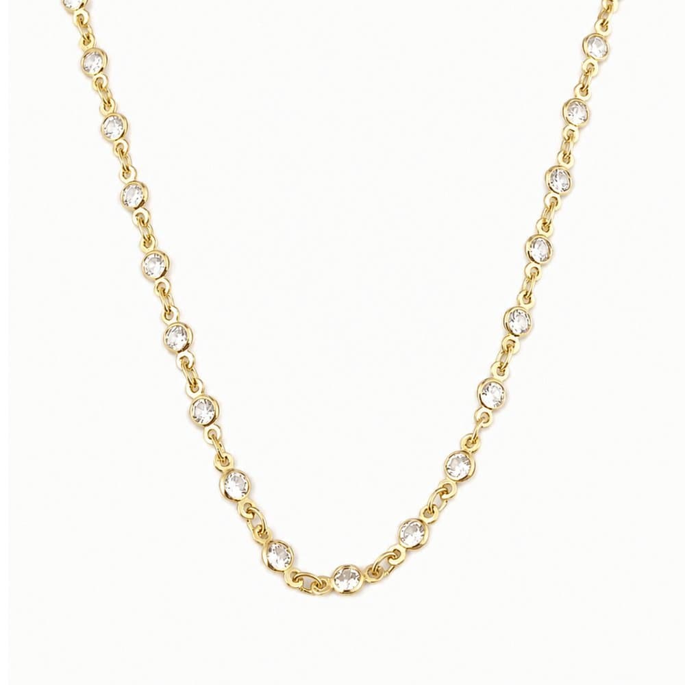 Gargantilha Cheia de Zircônias Redondas Banhado a Ouro 18k 35cm
