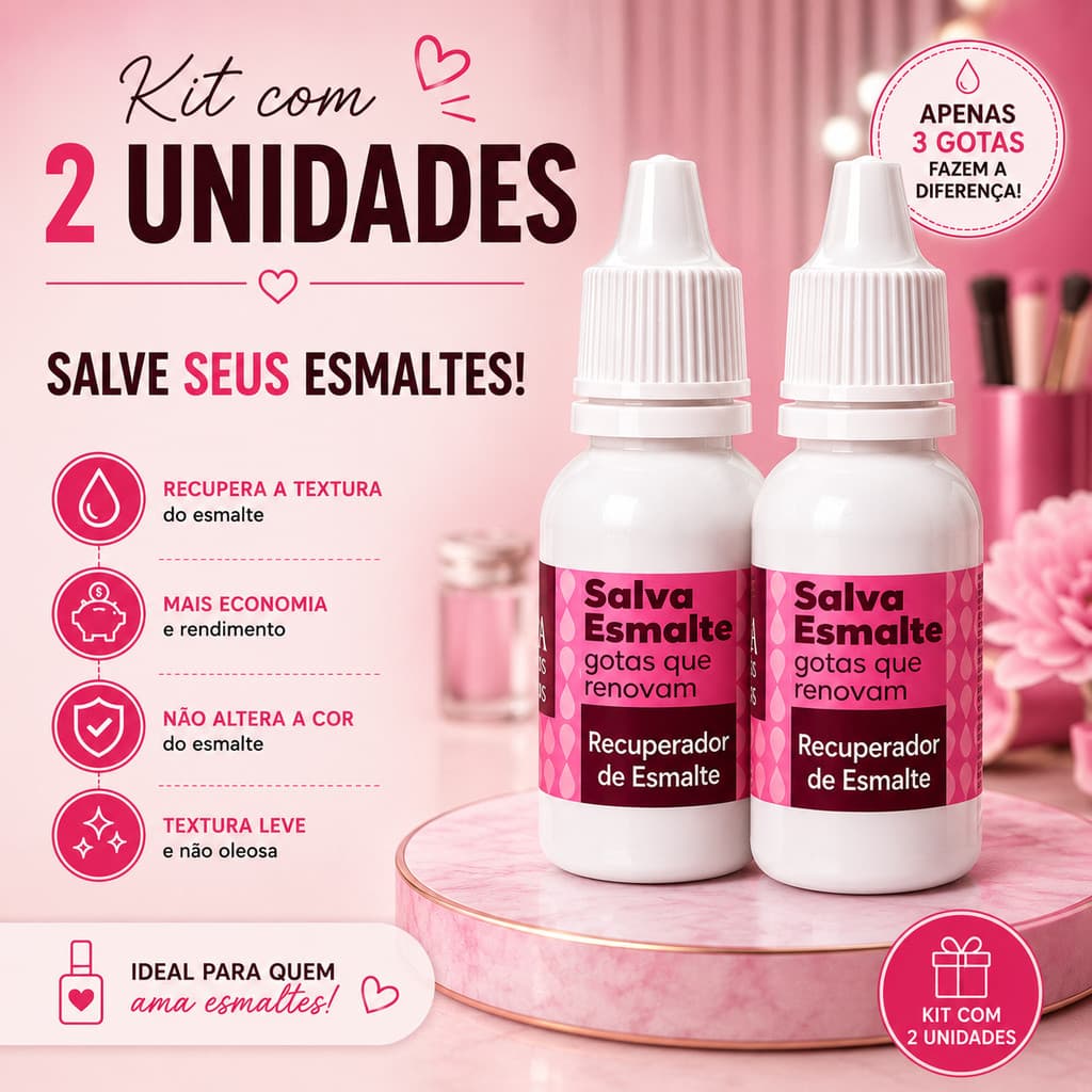Kit 02 Salva Esmalte Recuperador em Gotas 20ml Cora Diluidor de esmalte Grosso e Velho Uso Manicure Pedicure