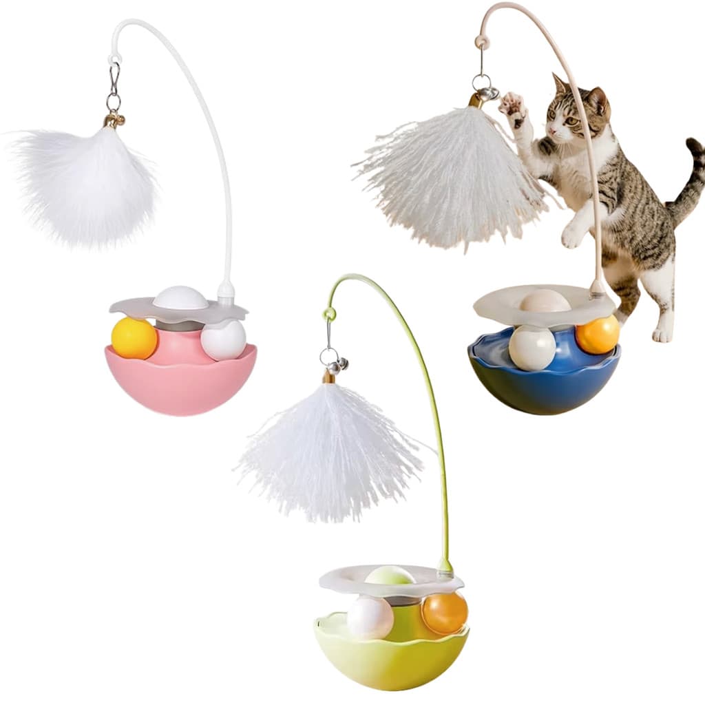 Brinquedo Interativo Tumbler copo giratorio para Gatos com Pena e catnip