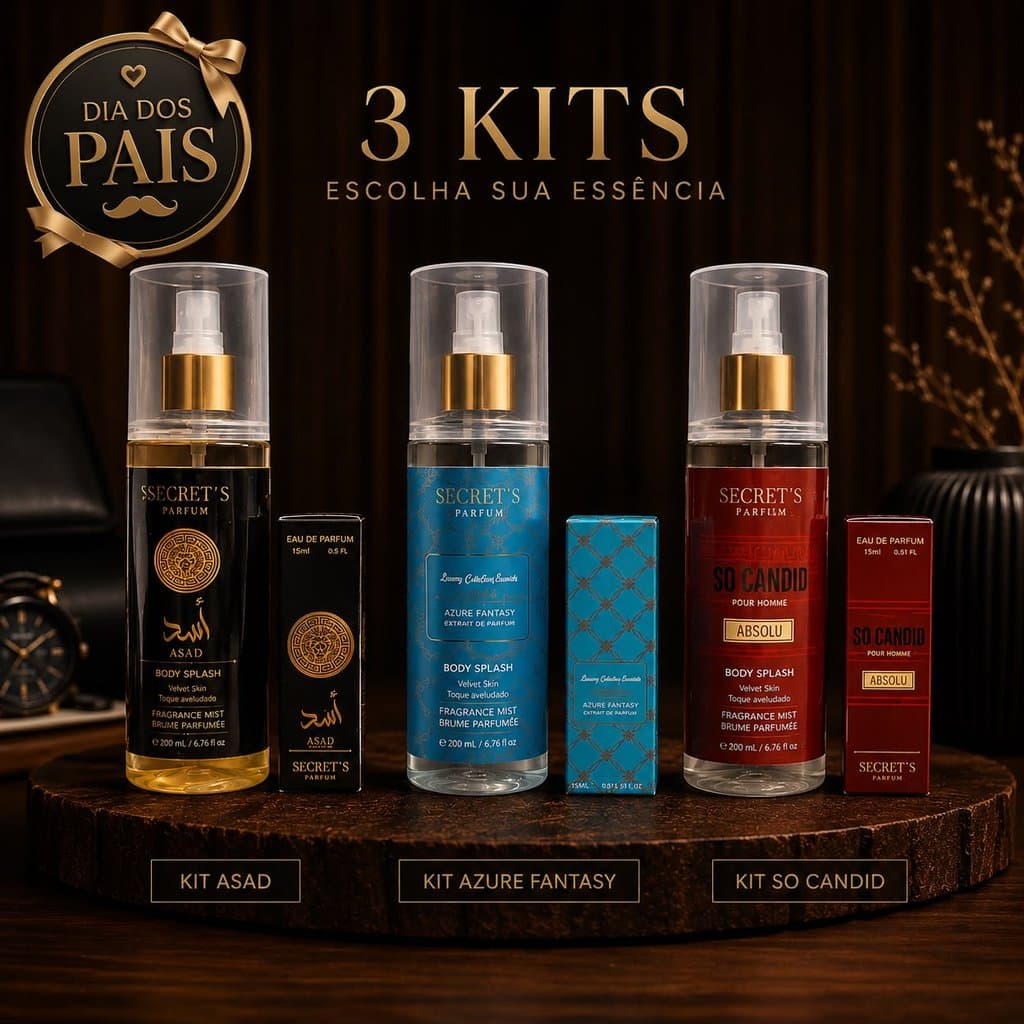 Kit Masculino  Asad | Body Splash 200ml + Perfume 15ml | Fragrância Masculina Premium