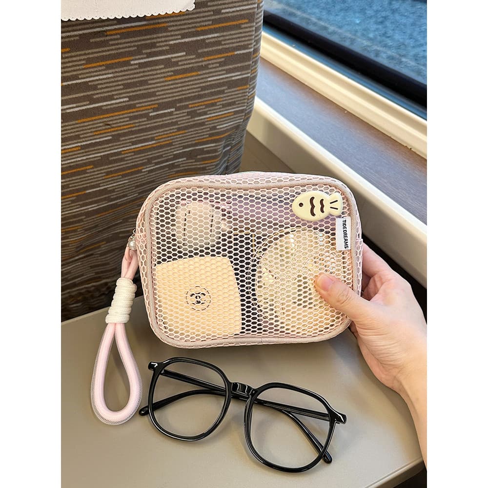 Mini bolsa de maquiagem portátil para viagem, bolsa de armazenamento para cosméticos, pode pendurar bagagem, pequena bol