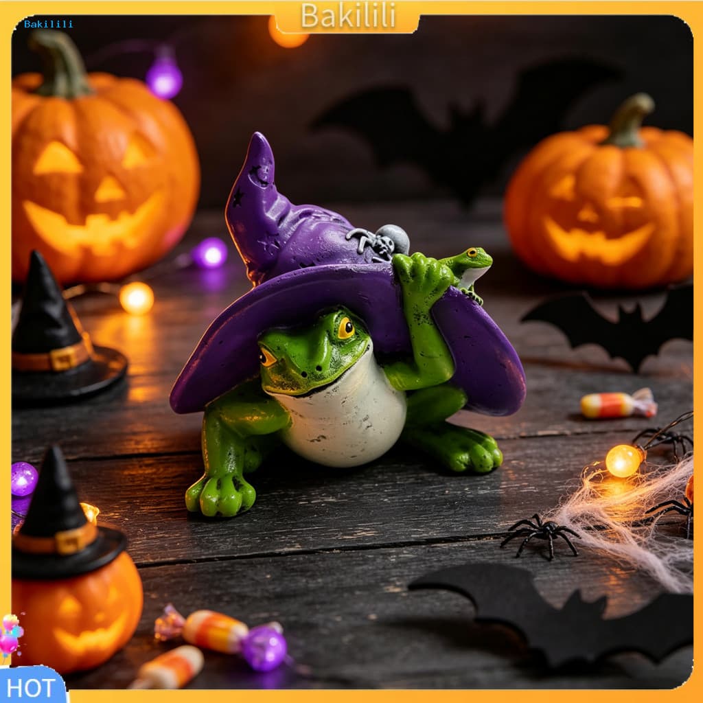 { Bakilili } Decoração Artesanal De Resina Durável Ornamento De Sapo De Halloween Estatueta Bruxa Estátua Mágico Em Mini