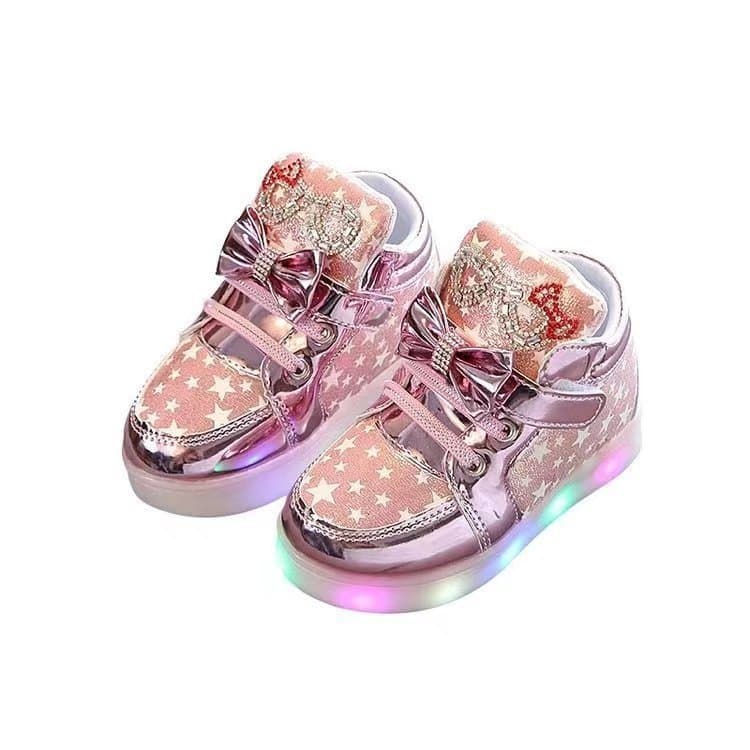 Tênis Esportivos Infantis para Meninas com Luzes LED Brilhantes e Estilo Cartoon, Tamanhos 21-30