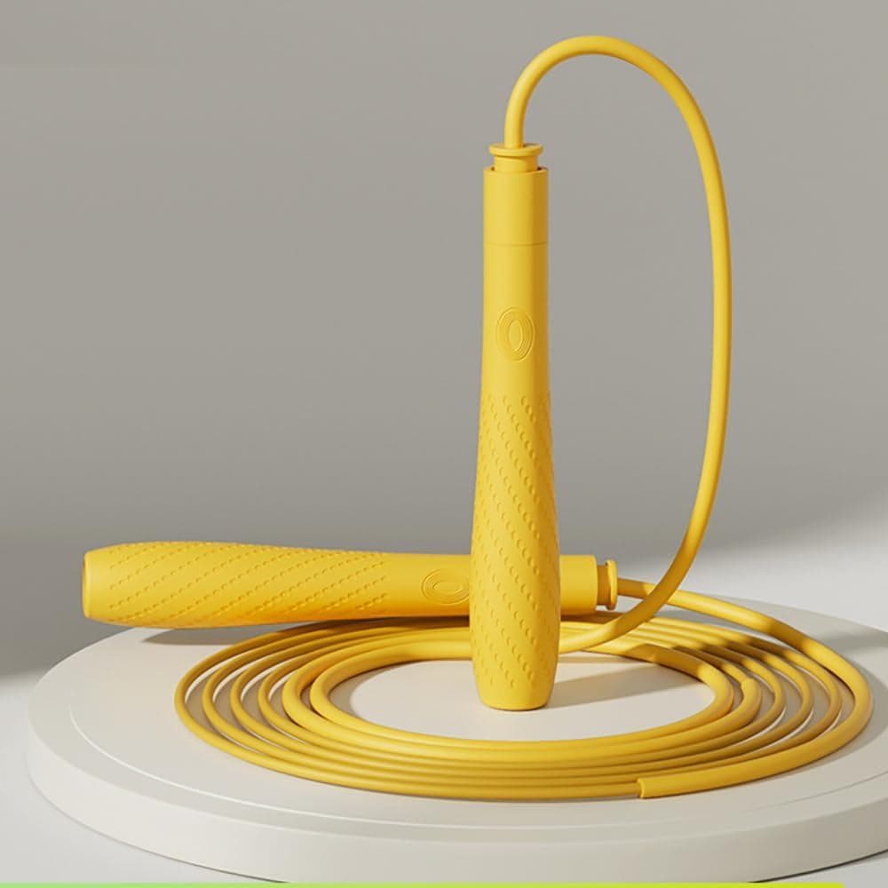 Corda de pular com cabo de silicone, corda de pular sem nós com sistema de rolamento duplo, ultra suave para fitness e t