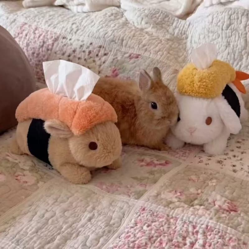 Novo Modelo 2026: Caixa de Lenços de Pelúcia Criativa em Forma de Coelhinho de Camarão Frito, Presente para Amigos