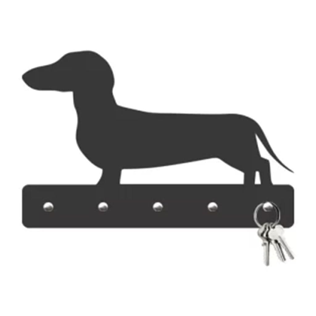 Quadro Porta Chaves Cachorro Salsicha Mdf 3mm Vazado 20x10 Cor Preto Fosco