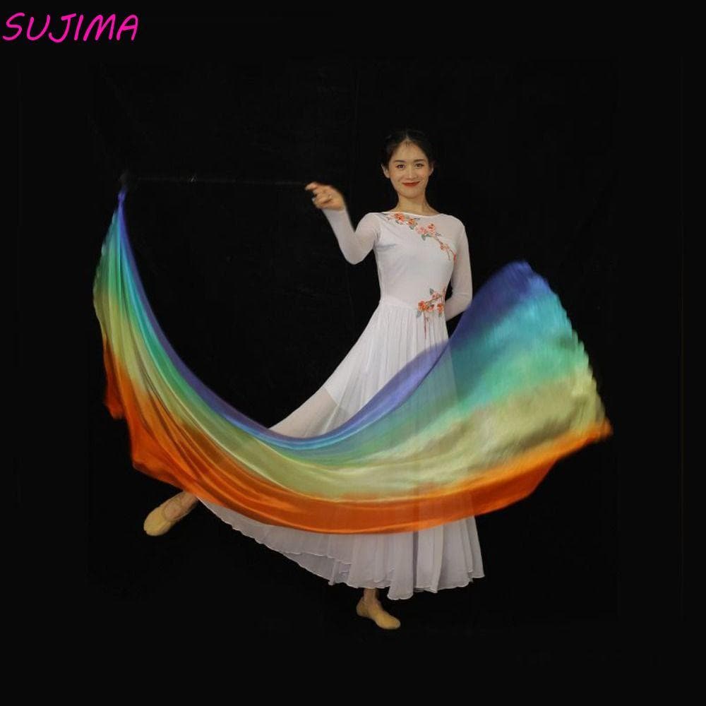 Bola De Corrente De Véu De Seda De Dança , Bandeiras Exclusivas De Lançada , Do Ventre Colorida De Cor Gradiente