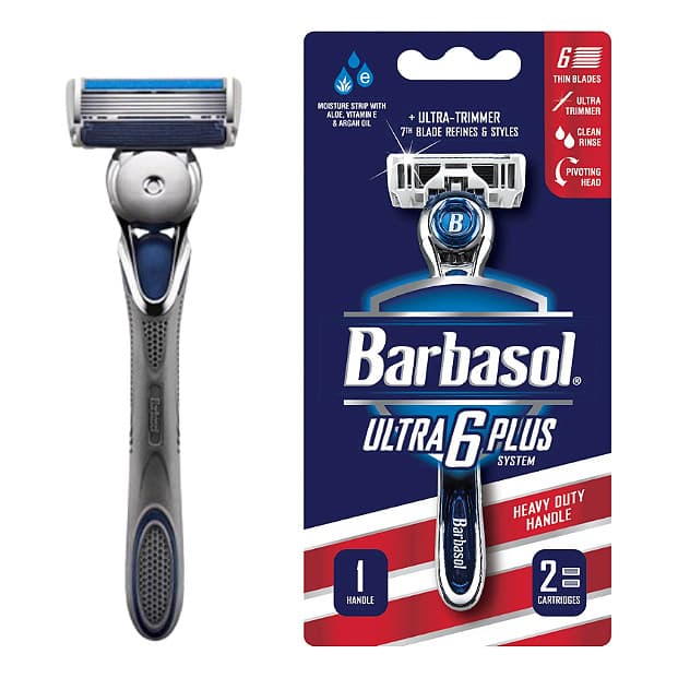 Barbeador Masculino Barbasol Ultra 6 Plus + 2 Refis