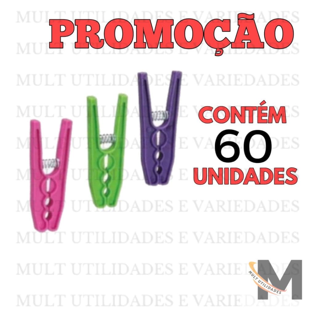 KIT 60 COLORIDO Prendedores Pregador Predendor De Roupas Grande Varal Pregador plástico mais resistênciaa