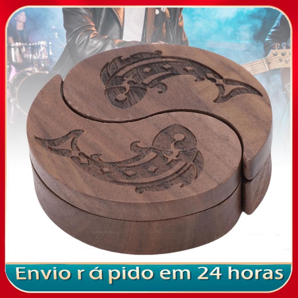 Caixa de palheta de guitarra Irfora com elegante design de madeira de nogueira estilo Tai Chi 2 peças para entusiastas