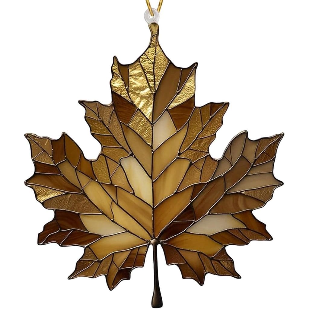 Apanhador de Luz em Forma de Folha de Bordo para Janela - Decorações de Folhas de Outono de 3,9 Polegadas - Ornamento Su