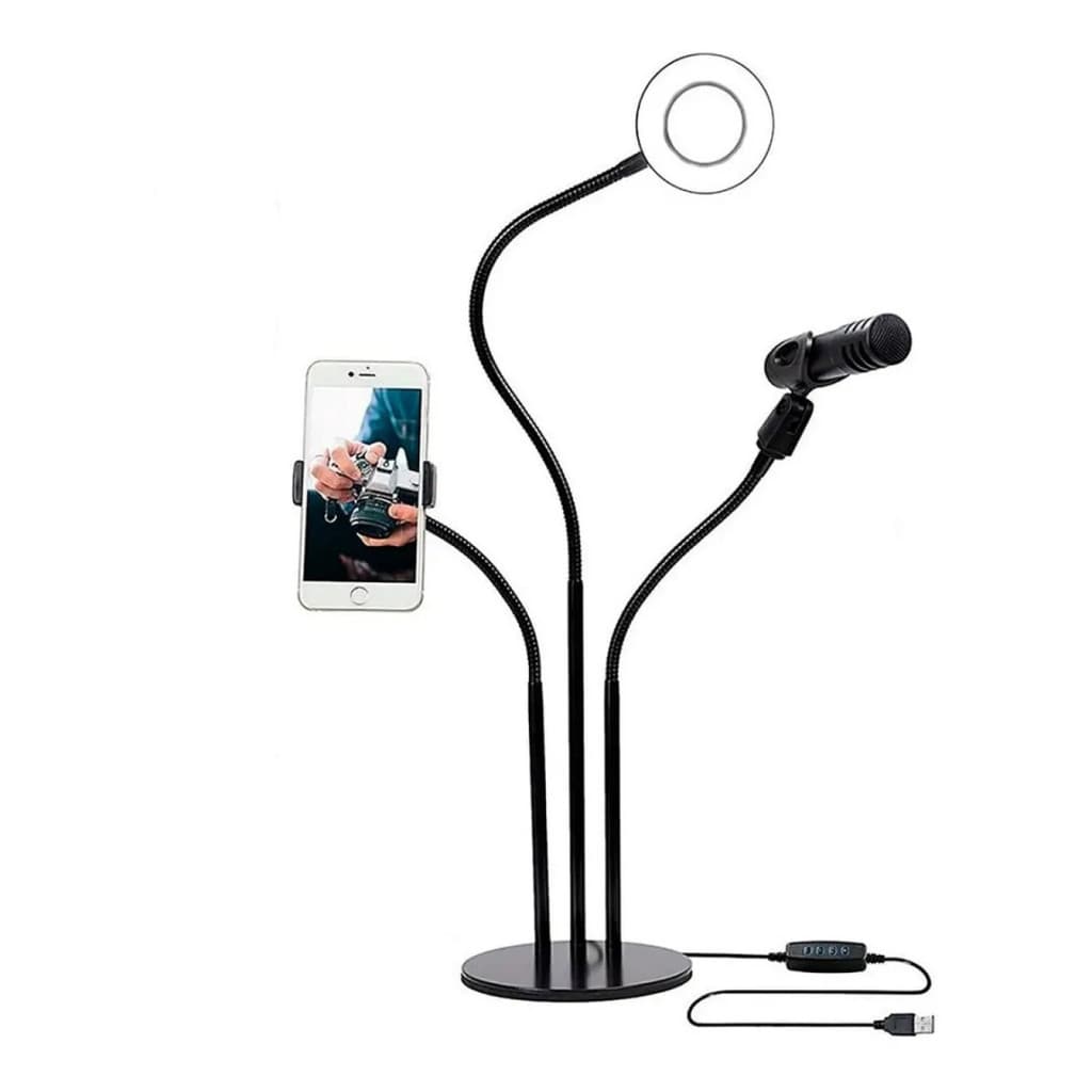 Ring Light Iluminação Led Com Suporte Para Celular E Supor
