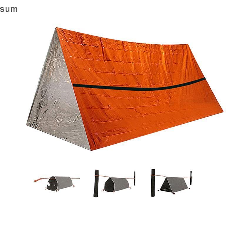 [sum] Kit De Barraca De Sobrevivência Para Abrigo De Emergência 1 Pessoa Filme De Alumínio Tenda Triangular Saco De Dorm