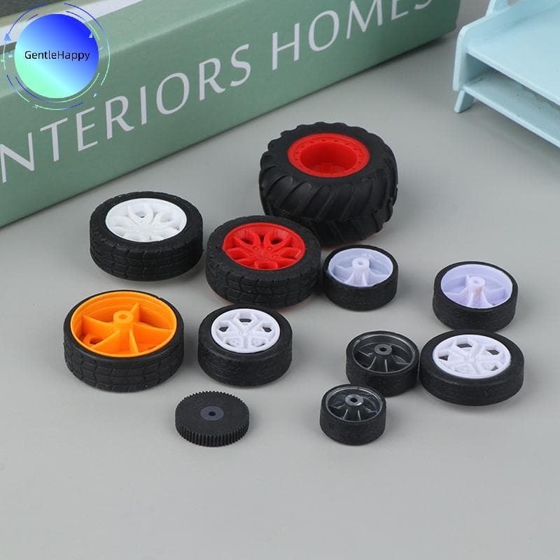 GentleHappy 10 Pcs PC Roda De Brinquedo Pneus De Aro De Borracha DIY Mini Tecnologia 4WD Coloridos Buraco Diâmetro 2mm 2