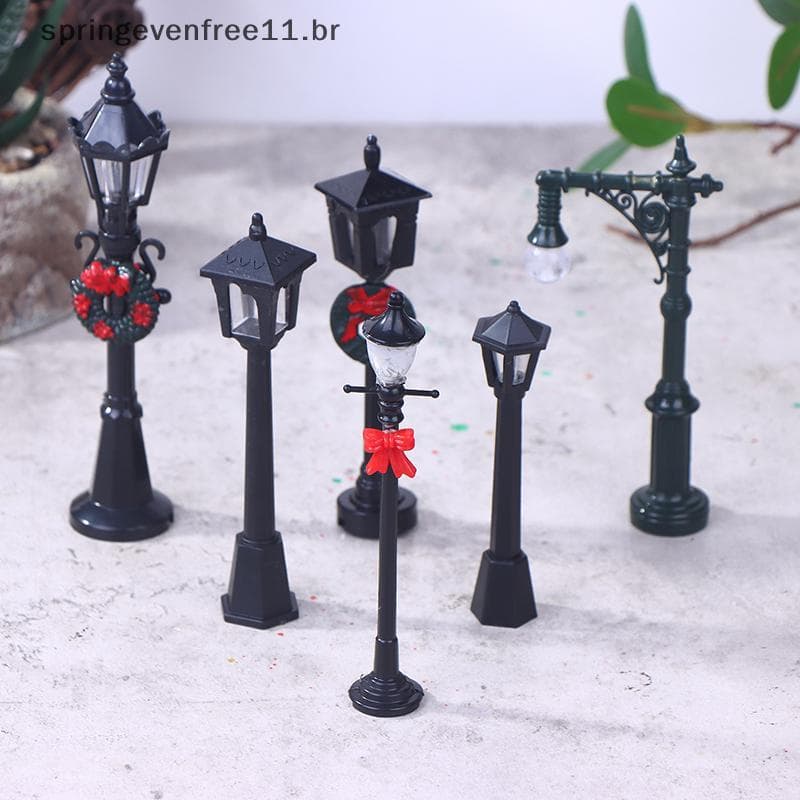Primavera 2/12 Pçs Casa De Bonecas Mini Luzes De Rua De Natal Jardim Modelo Simulação Miniaturas Ornamentos Decoração Pa