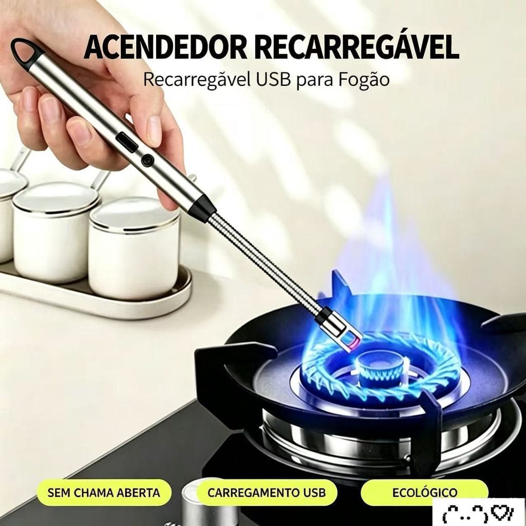 Acendedor de fogão Isqueiro recarregável USB USB